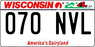 WI license plate 070NVL