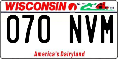 WI license plate 070NVM