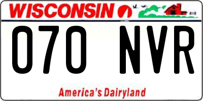 WI license plate 070NVR