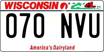 WI license plate 070NVU