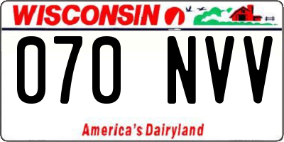 WI license plate 070NVV