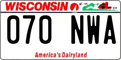 WI license plate 070NWA