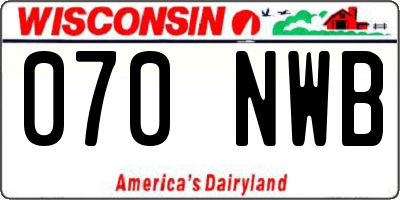 WI license plate 070NWB