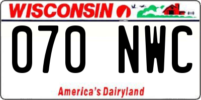 WI license plate 070NWC