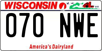 WI license plate 070NWE