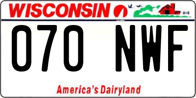 WI license plate 070NWF