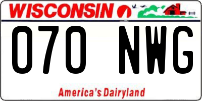 WI license plate 070NWG