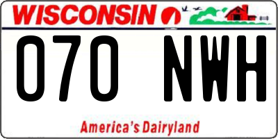 WI license plate 070NWH