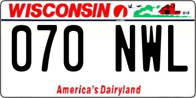 WI license plate 070NWL
