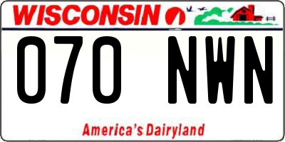 WI license plate 070NWN
