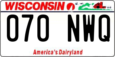 WI license plate 070NWQ