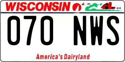WI license plate 070NWS