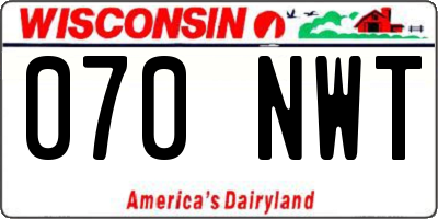 WI license plate 070NWT