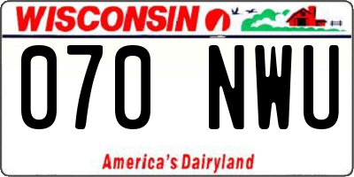WI license plate 070NWU