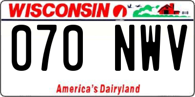 WI license plate 070NWV
