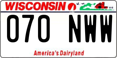 WI license plate 070NWW