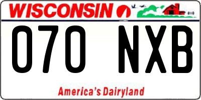 WI license plate 070NXB