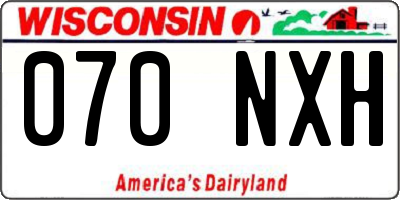 WI license plate 070NXH