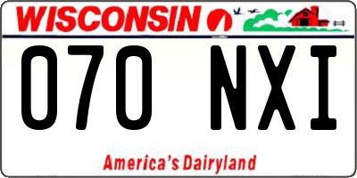 WI license plate 070NXI