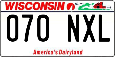 WI license plate 070NXL