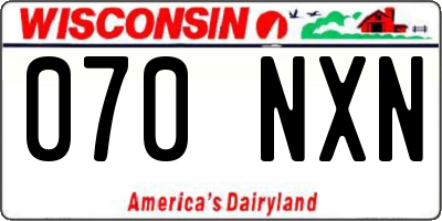 WI license plate 070NXN