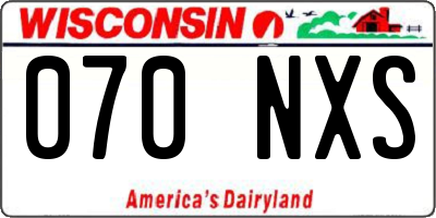 WI license plate 070NXS