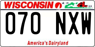 WI license plate 070NXW