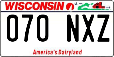 WI license plate 070NXZ