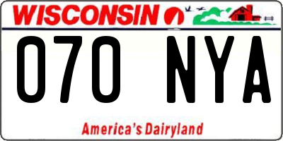 WI license plate 070NYA