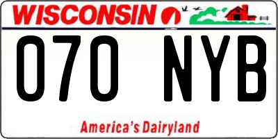 WI license plate 070NYB