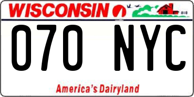 WI license plate 070NYC