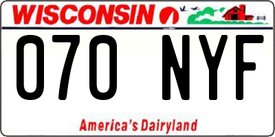 WI license plate 070NYF
