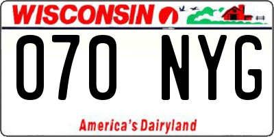 WI license plate 070NYG