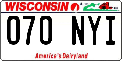 WI license plate 070NYI
