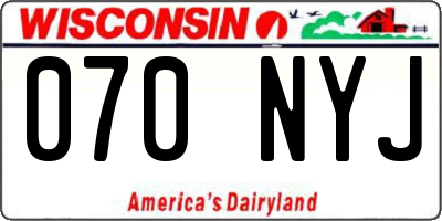 WI license plate 070NYJ