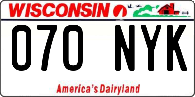 WI license plate 070NYK