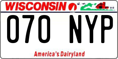 WI license plate 070NYP