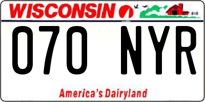 WI license plate 070NYR