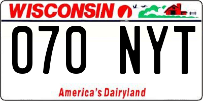 WI license plate 070NYT
