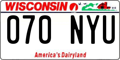 WI license plate 070NYU
