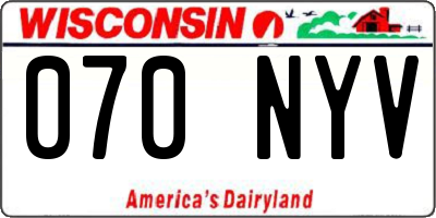 WI license plate 070NYV