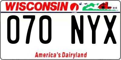 WI license plate 070NYX