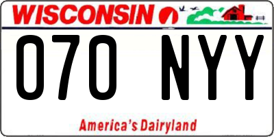 WI license plate 070NYY