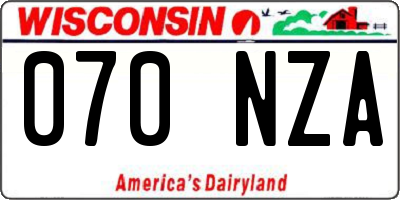 WI license plate 070NZA