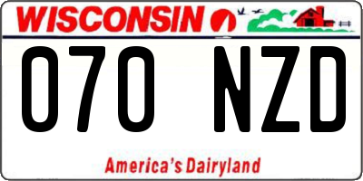 WI license plate 070NZD