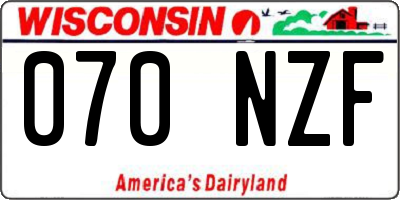 WI license plate 070NZF