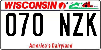 WI license plate 070NZK