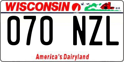 WI license plate 070NZL