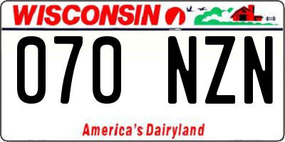WI license plate 070NZN