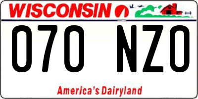 WI license plate 070NZO